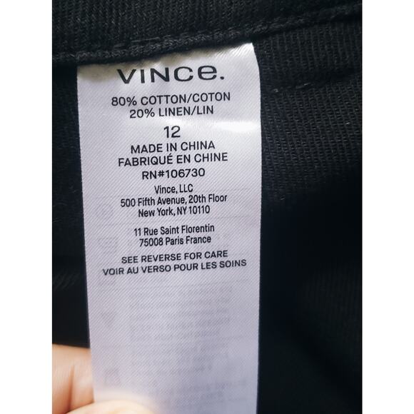 Vince High Rise Wide Leg Cropped Linen/Cotton Blend Trousers Black Size 12 - Picture 8 of 8